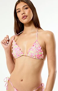 Kulani Kinis Floral Lettuce-Edge Triangle Bikini Top
