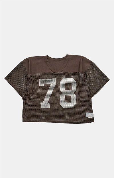 PS VINTAGE 90s 78 Mesh Russell V-neck Cropped Graphic Top