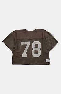 PS VINTAGE 90s 78 Mesh Russell V-neck Cropped Graphic Top