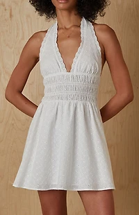 Your Favorite Kate Eyelet Halter Mini Dress