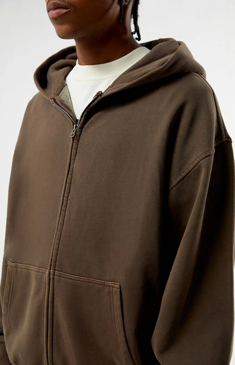 Pacsun Brown Washed Full Zip Hoodie