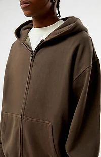 Pacsun Brown Washed Full Zip Hoodie
