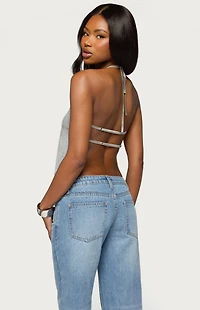 Edikted Itara Sequin Backless Halter Top