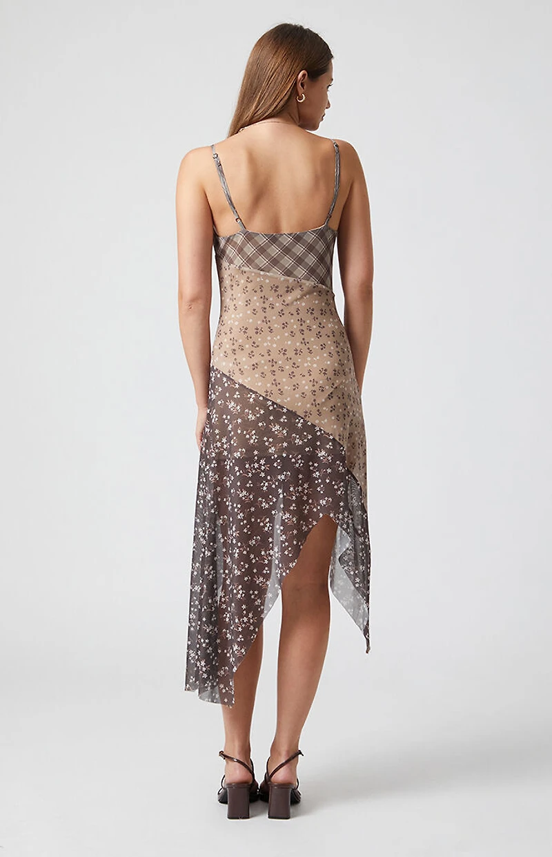 Beverly and Beck Kennedy Mixed Print Asymmetrical Midi Dress