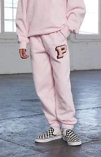 Pacsun Kids Pink Varsity Patch Jogger Sweatpants