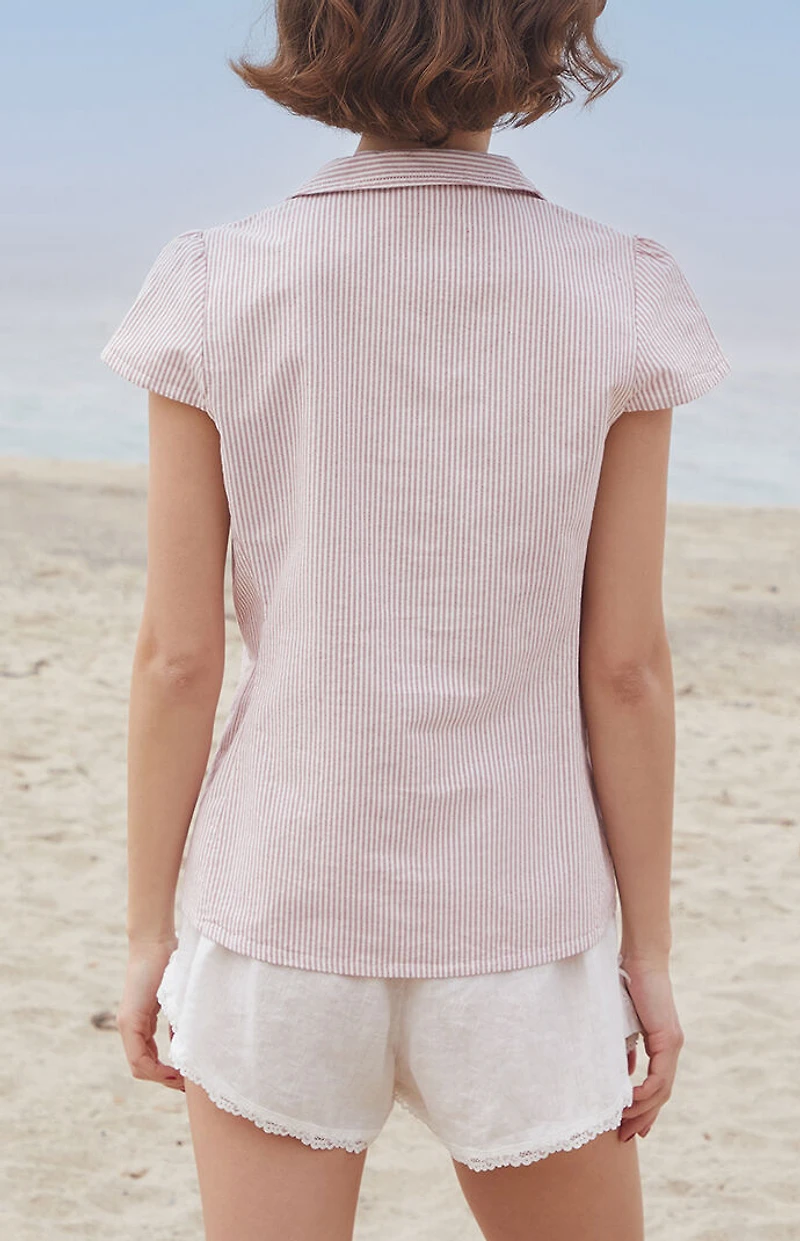 John Galt Striped Rue Collared Top