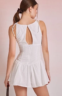 Beverly and Beck Eleanor Eyelet Tie Front Mini Dress