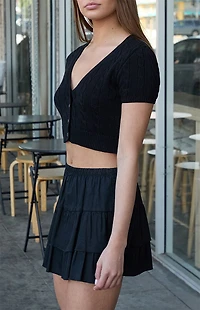 John Galt Cable Knit Short Sleeve Cropped Cardigan