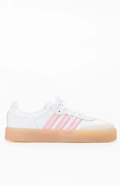 adidas Women's White & Pink Samba Sneakers