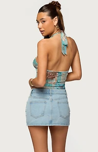 Edikted Catie Printed Mesh Halter Top