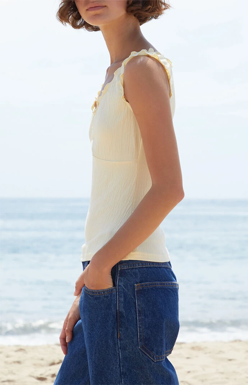 John Galt Yellow Crinkle Malena Top