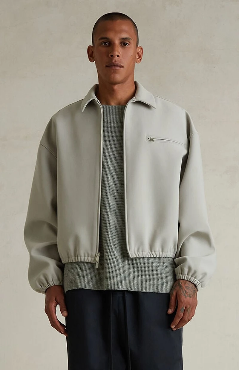 Fear of God ESSENTIALS Abbey Stone Bonded Canvas Zip Up Jacket