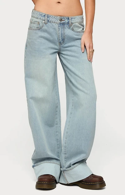 Edikted Contrast Heart Low Rise Baggy Jeans