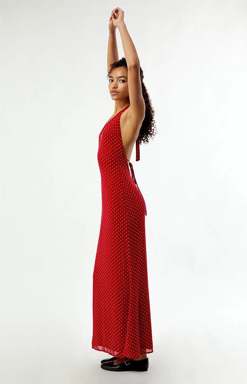 Beverly and Beck Isabel Chiffon Polka Dot Midi Dress