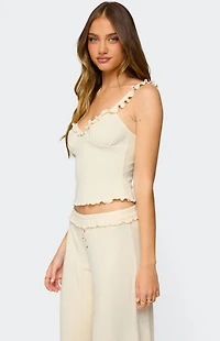 Edikted Posy Ruffle Pointelle Tank Top