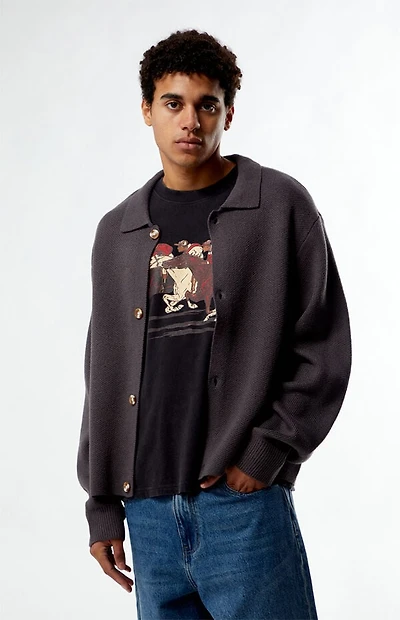Pacsun Gray Button Front Polo Sweater