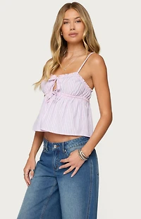 Edikted Avenly Striped Tie Front Babydoll Top
