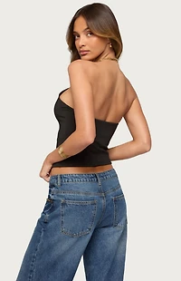 Edikted Alizie Beaded Chain Keyhole Halter Top