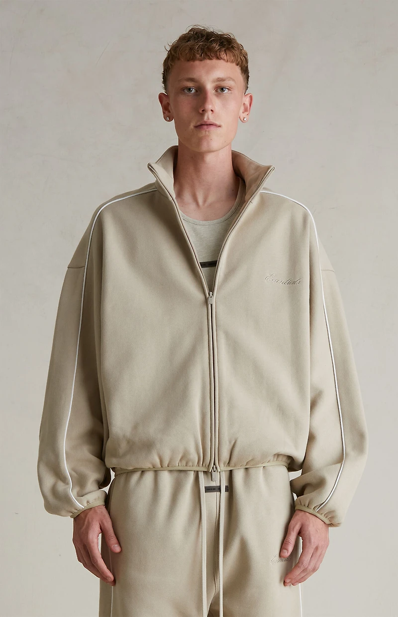 Fear of God ESSENTIALS Timber & Cloud White Modern Fleece Track Jacket