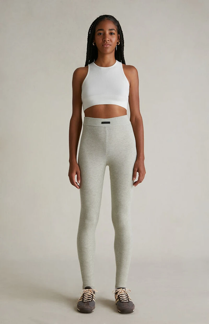 Fear of God ESSENTIALS Women's Heather Stone High Power Ribbed Knit Leggings