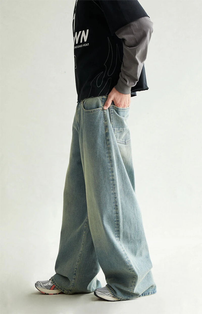 Pacsun Ryder Ultra Baggy Jeans Medium Blue Tinted