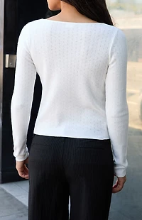 John Galt White Athelia Pointelle Cardigan