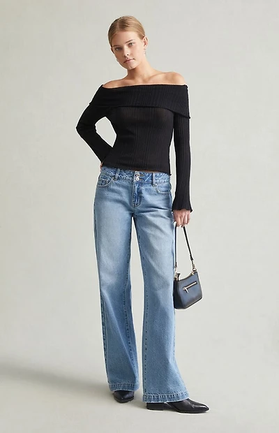 Pacsun Casey Low Rise Baggy Jeans Double Button Medium Indigo