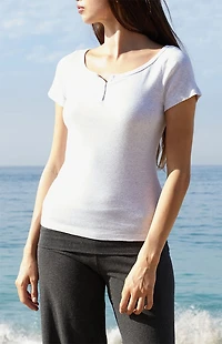 John Galt Light Gray Zelly Short Sleeve Top