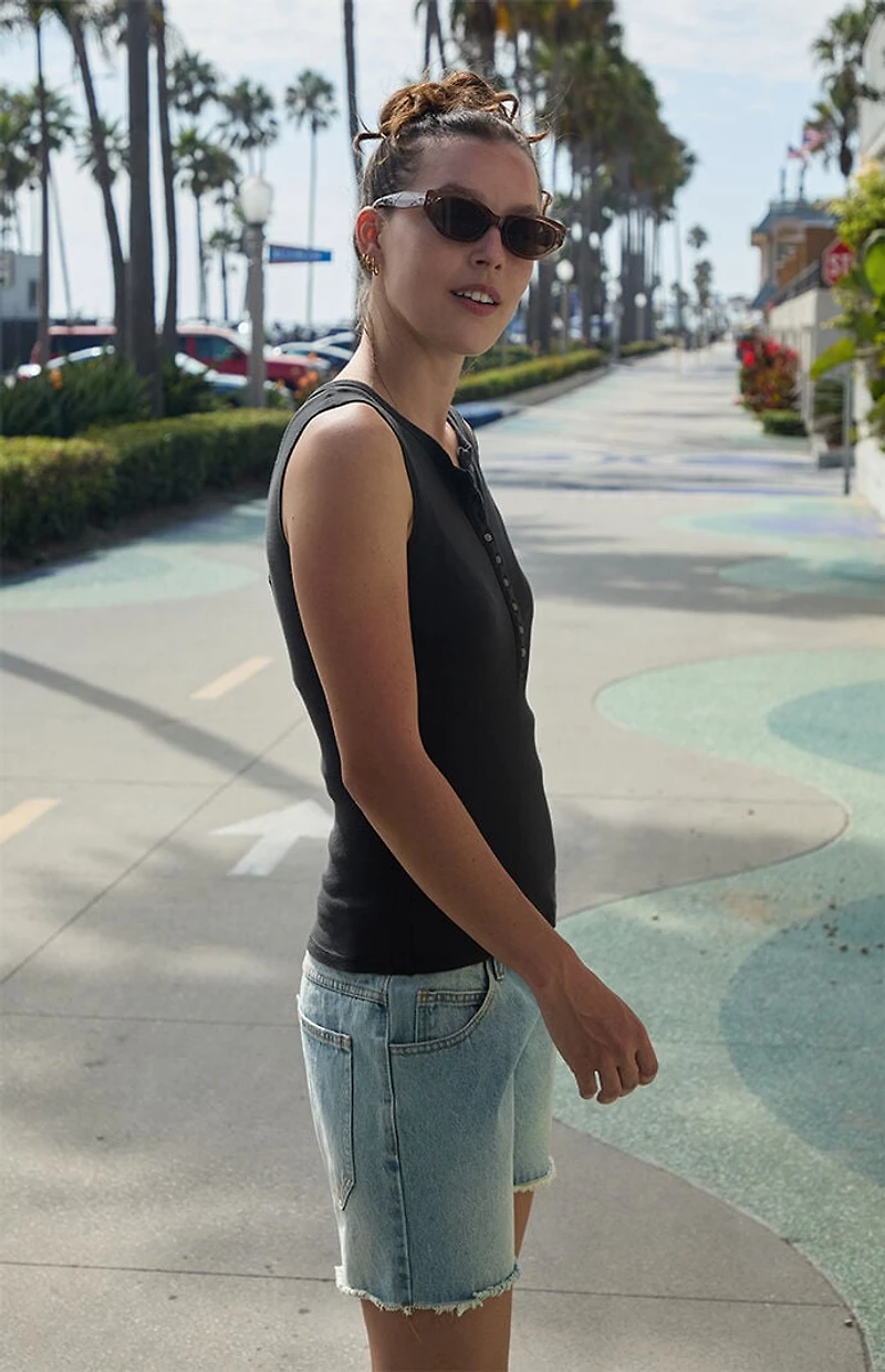 John Galt Black Athern Ribbed Tank Top