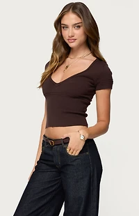 Edikted Theresa V Neck Knit Top