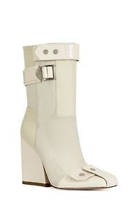 AZALEA WANG Women's Allona Bone Block Heel Booties