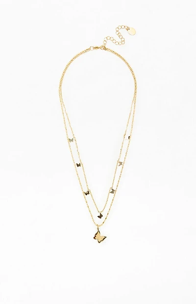 LA Hearts Butterfly Layered Necklace