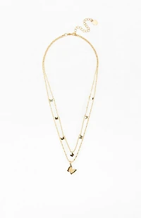 LA Hearts Butterfly Layered Necklace