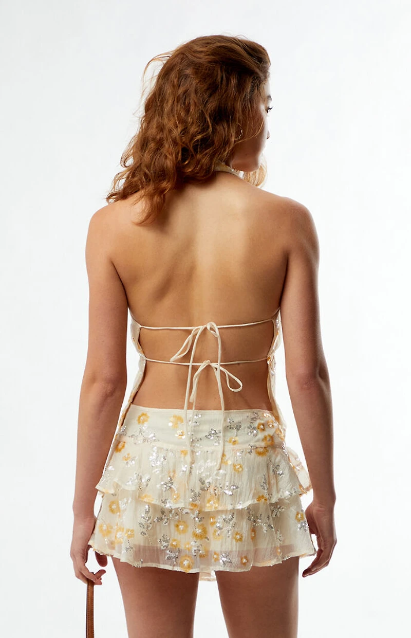 Your Favorite Nellie Beaded Sequin Halter Tank Top