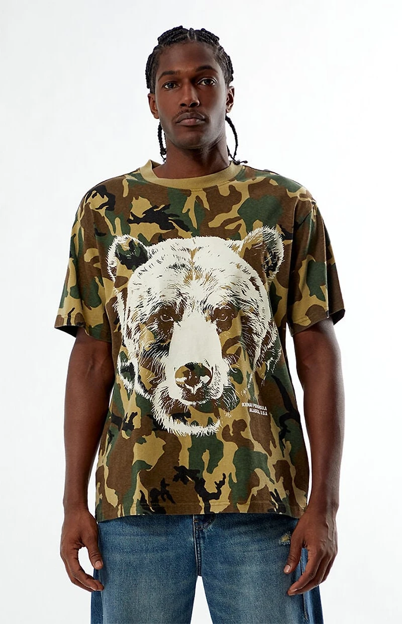 Pacsun Camo Grizzly Bear T-Shirt