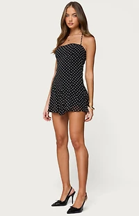 Edikted Ariah Polka Dot Chiffon Mini Dress