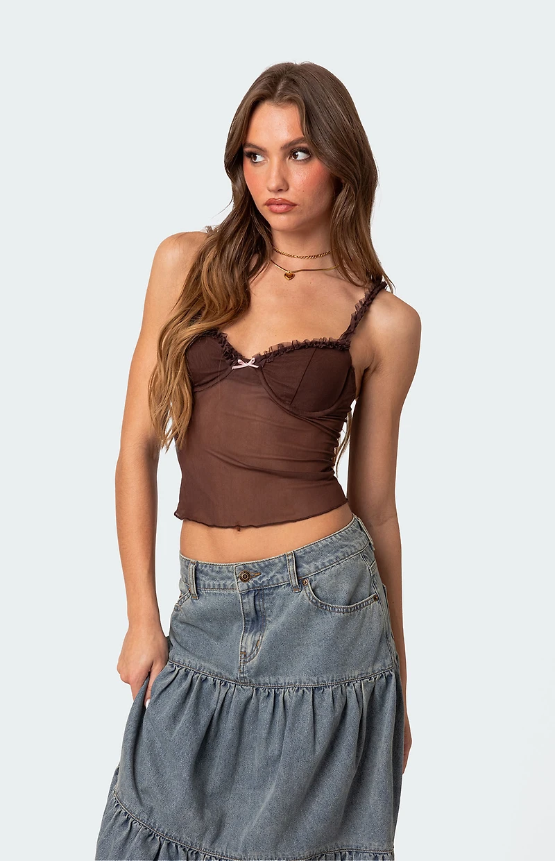 Edikted Mercy Sheer Mesh Bra Top