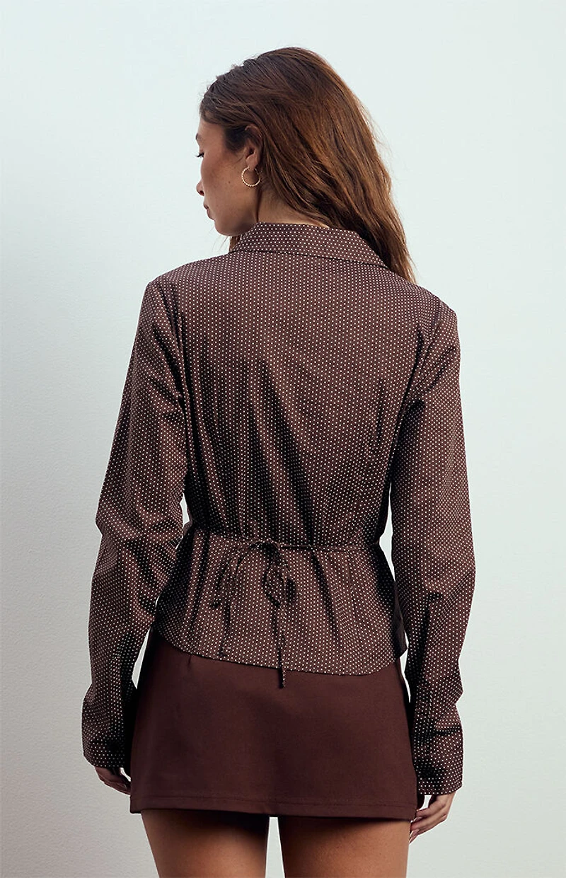 Beverly and Beck Sawyer Tie Back Long Sleeve Button Down Shirt
