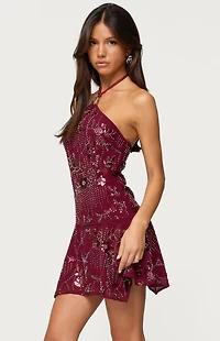 Edikted Adria Bead & Sequin Mini Dress