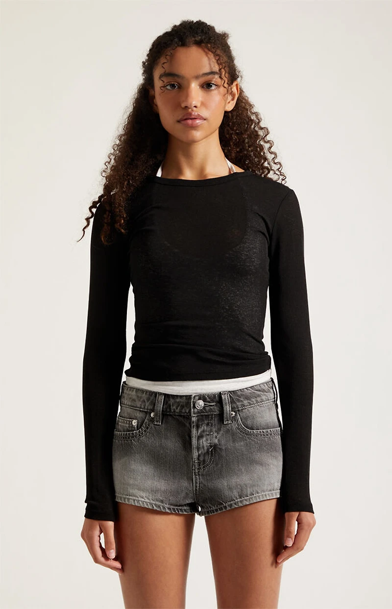 Pacsun Jamie Denim Micro Shorts Faded Black