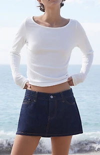 John Galt Dark Blue Malia Denim Mini Skirt