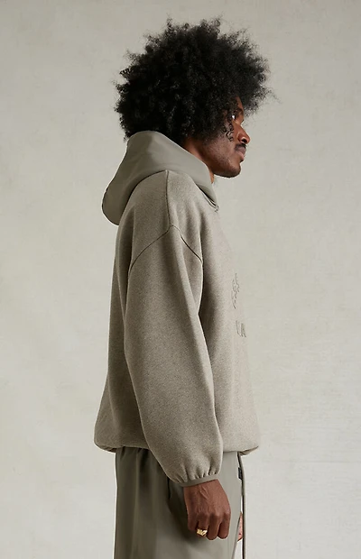 Fear of God ESSENTIALS Heather Grey Dust Nylon Fleece Hoodie