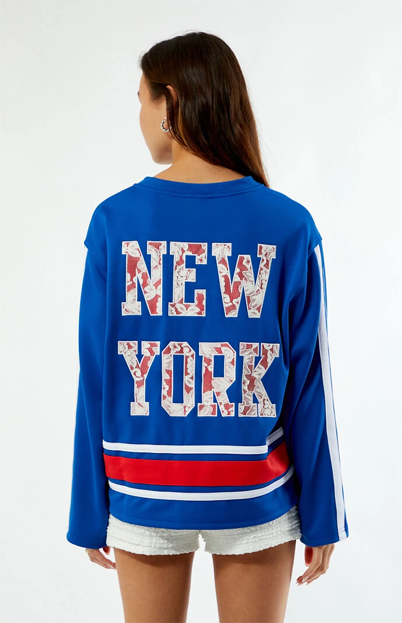 WILD COLLECTIVE x NHL New York Rangers Long Sleeve Hockey Jersey