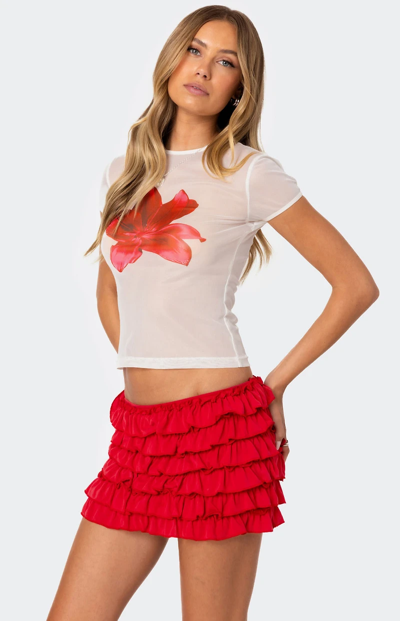 Edikted Aloha Sheer Mesh T-Shirt