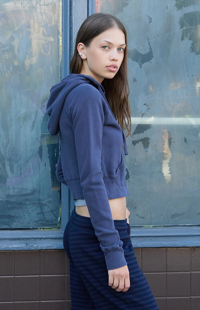 John Galt Blue Crystal Zip Up Hoodie