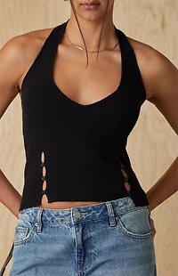 Your Favorite Button Front Sweater Halter Top