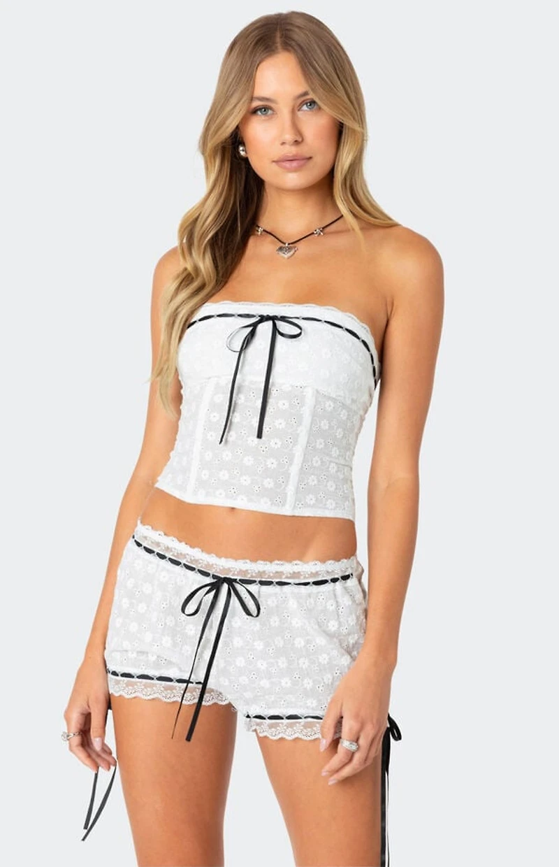 Edikted Ribbon Eyelet Corset