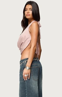 Edikted Studded Backless Cowl Neck Top