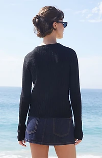 John Galt Black Zoe Cable Knit Cardigan
