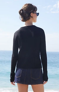 John Galt Black Zoe Cable Knit Cardigan